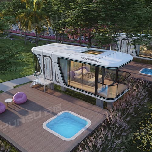good quality Smart Removable C70 Modular Capsule House 2 BedRoom With Kitchen Pool Bathroom Sunshine Room wholesale